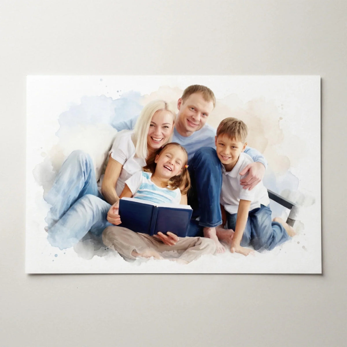 Paar- & Familienportrait im Aquarell-Stil (Querformat) - Poster