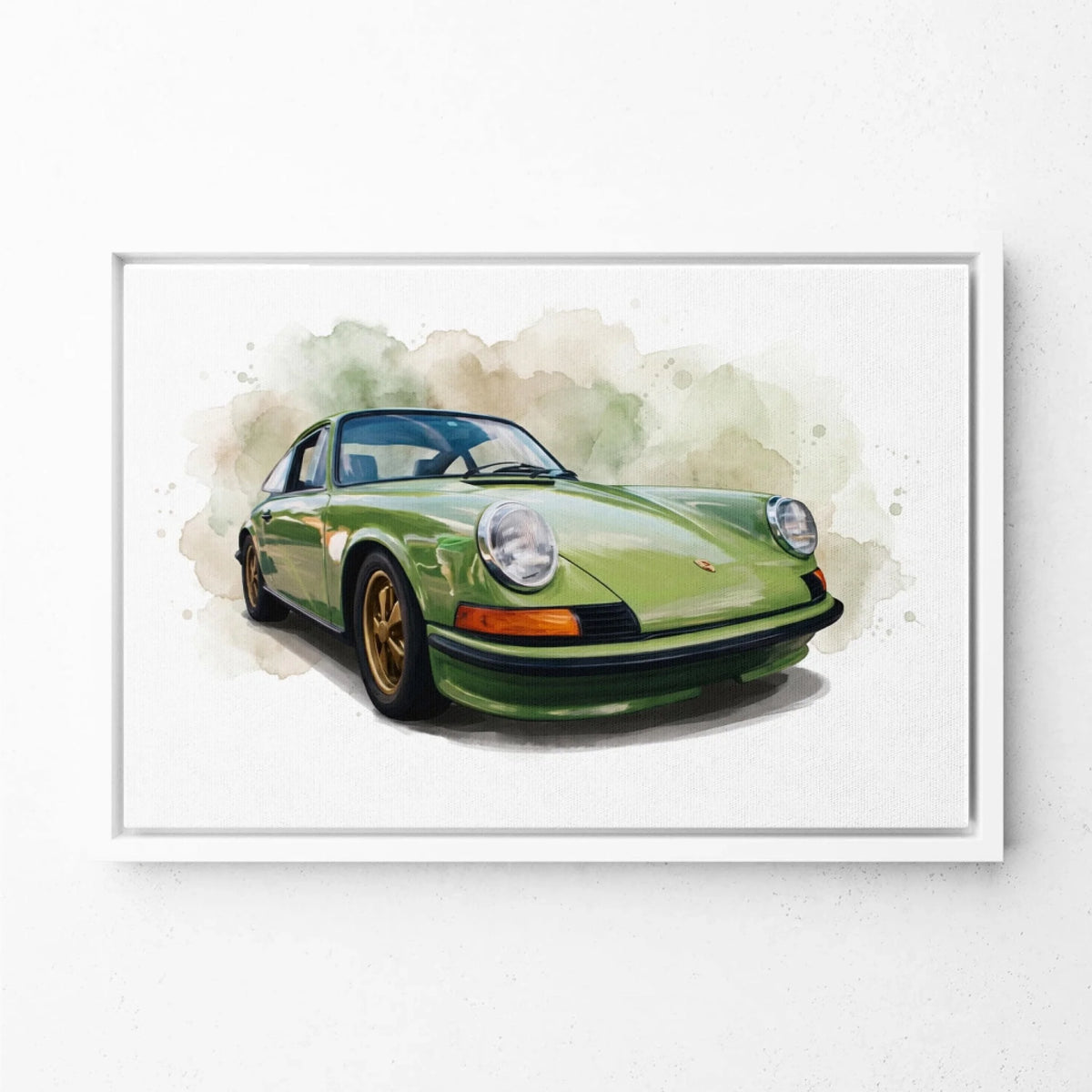 Auto Portrait im Aquarell-Stil nach Foto - Leinwand mit weißem Rahmen