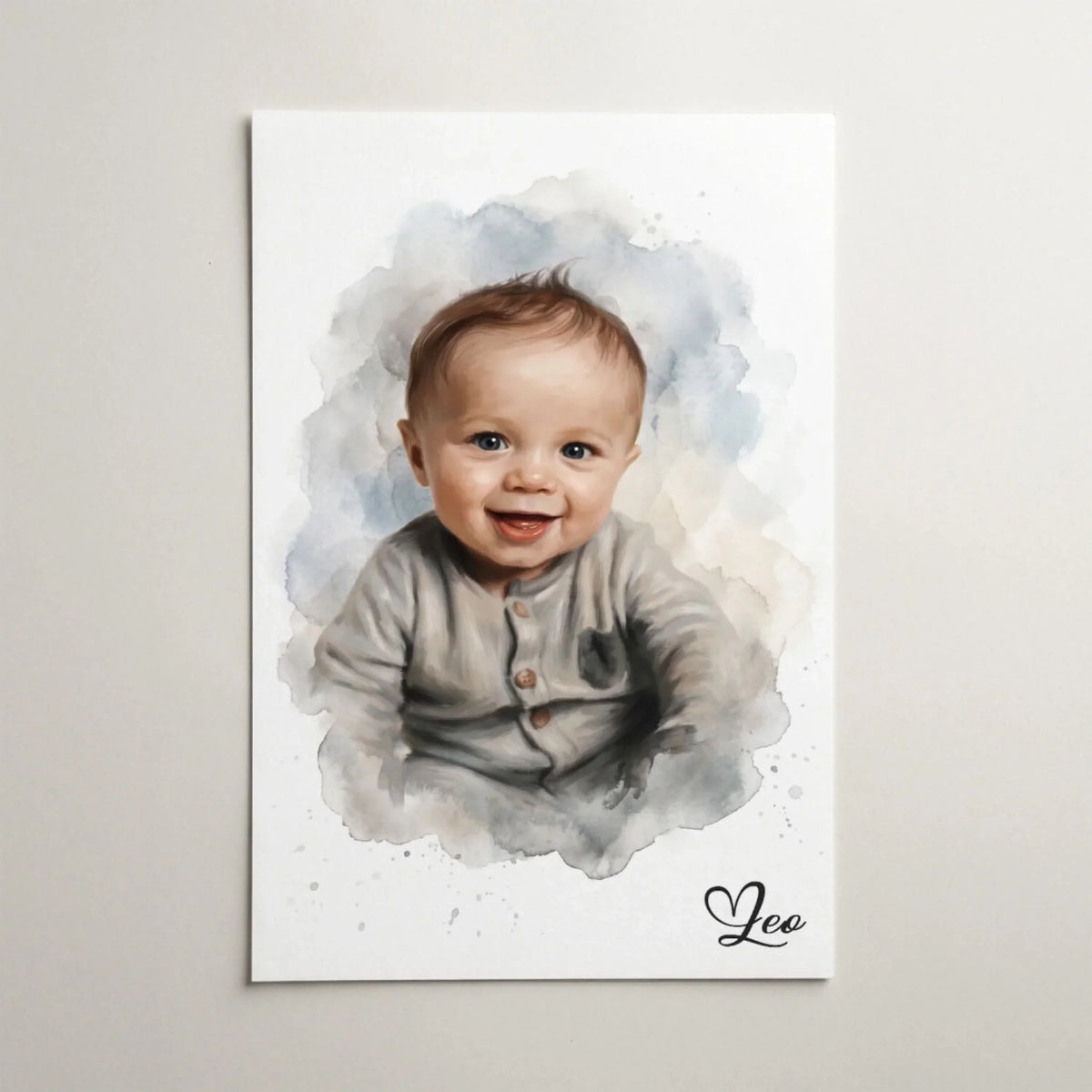 Babyportrait im Aquarell-Stil nach Foto - Poster