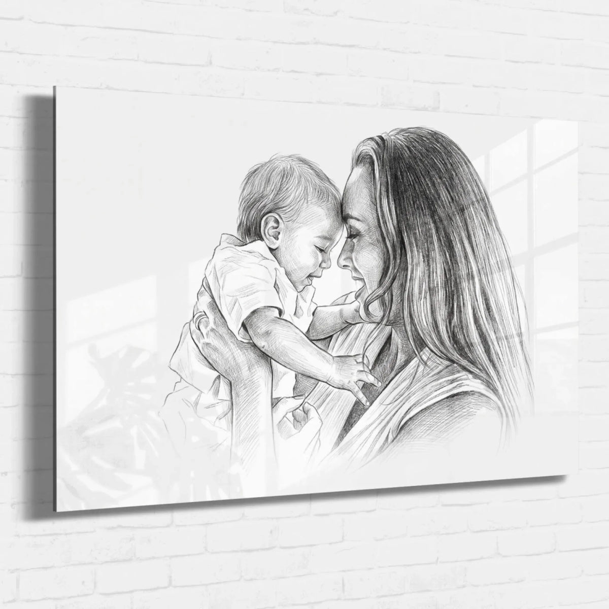 Paar- & Familienportrait im Bleistift-Stil (Querformat) - Acrylglas