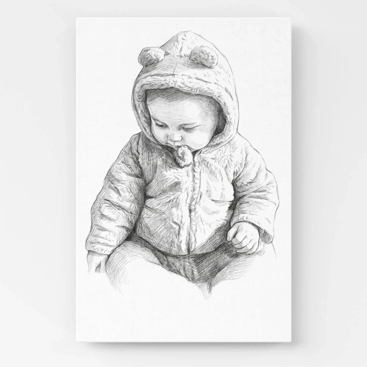 Babyportrait im Bleistift-Stil nach Foto - Leinwand