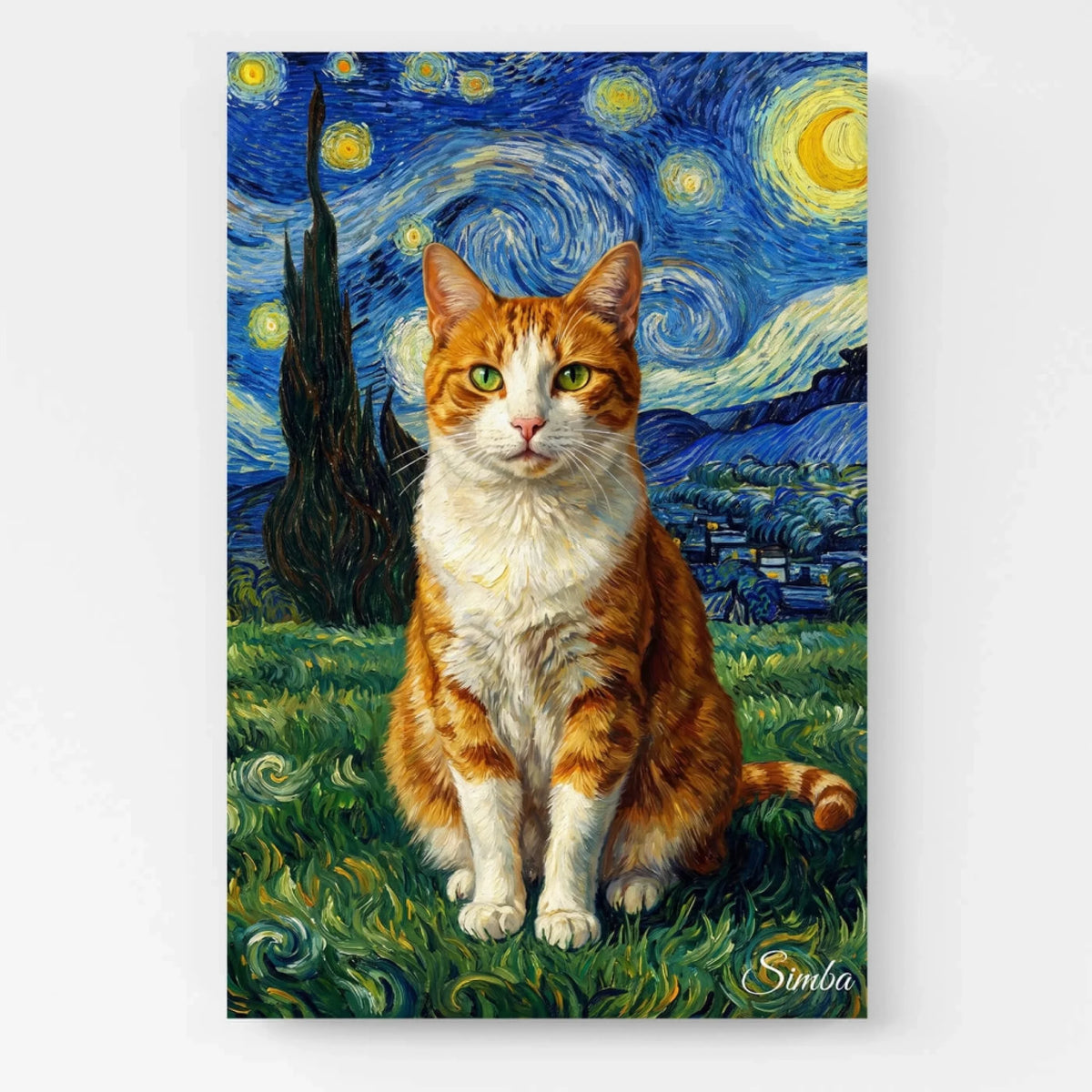 Katzenportrait im Van-Gogh-Stil nach Foto - Leinwand