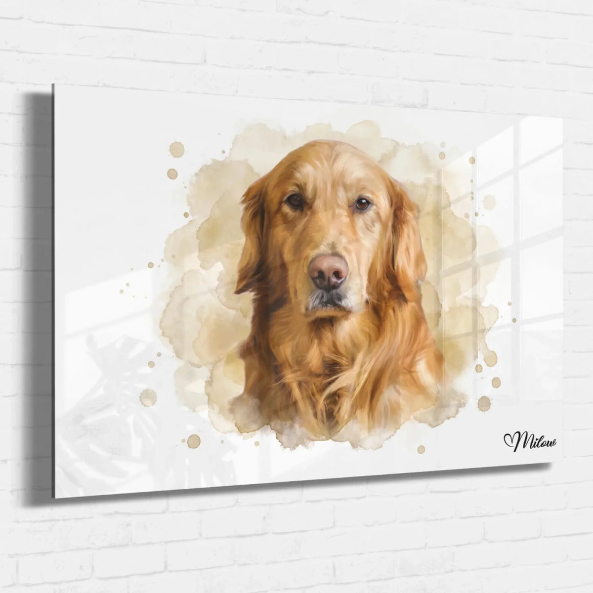 Hundeportrait im Aquarell-Stil (Querformat) - Acrylglas