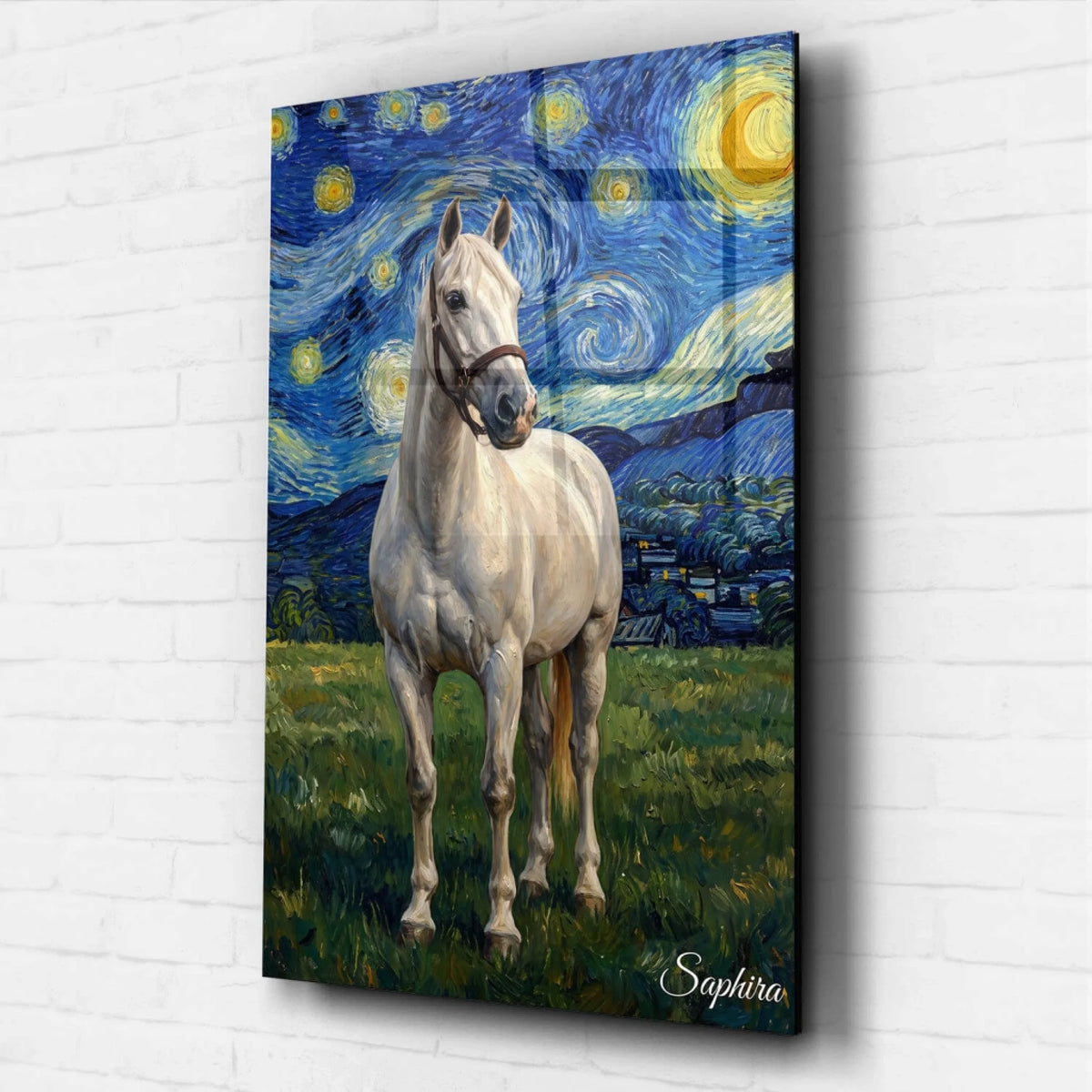 Pferdeportrait im Van-Gogh-Stil nach Foto - Acrylglas