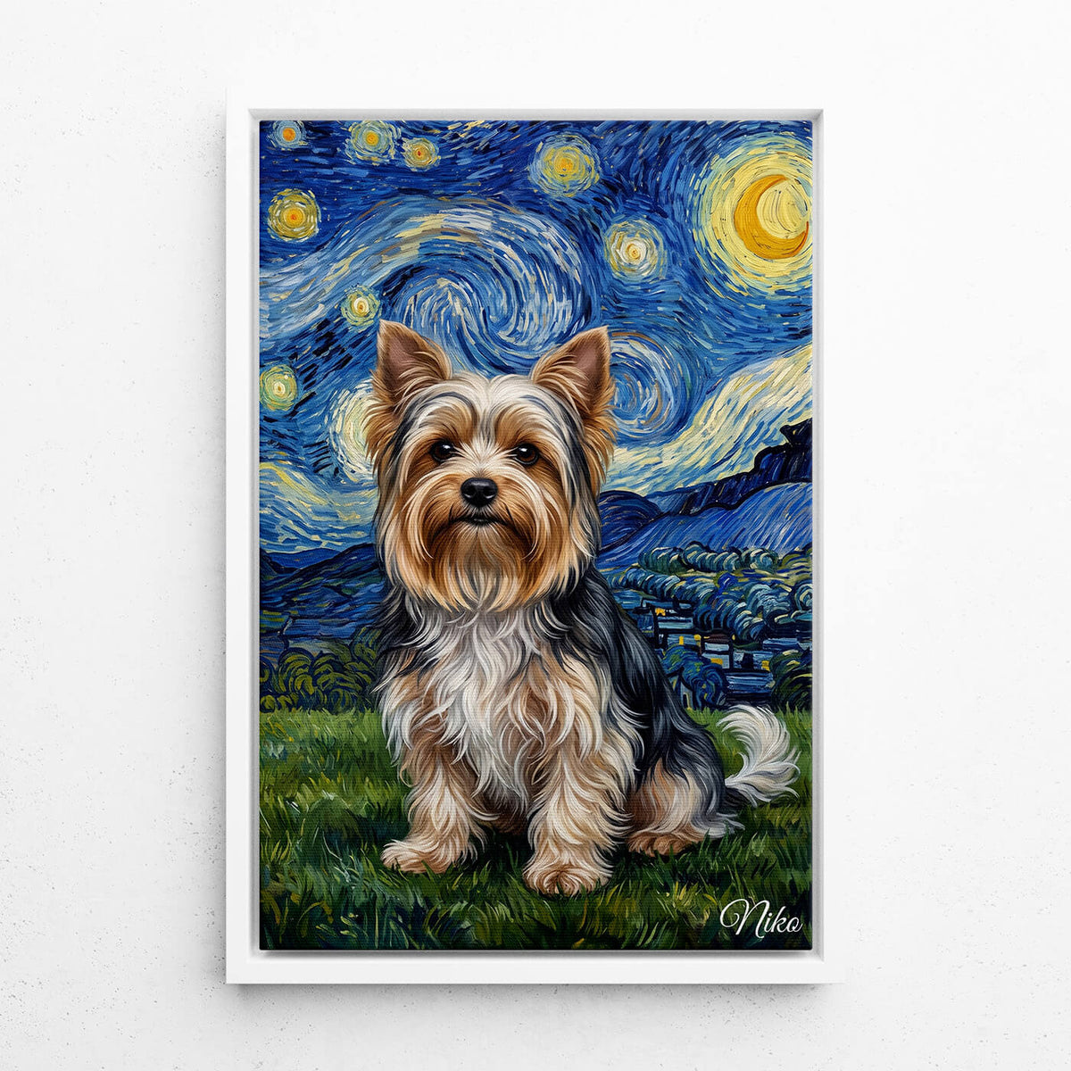 Hundeportrait im Van-Gogh Stil nach Foto - Leinwand mit weißem Rahmen