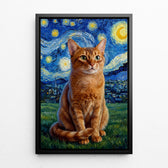 Hundeportrait im Van-Gogh-Stil nach Foto - Leinwand mit schwarzem Rahmen