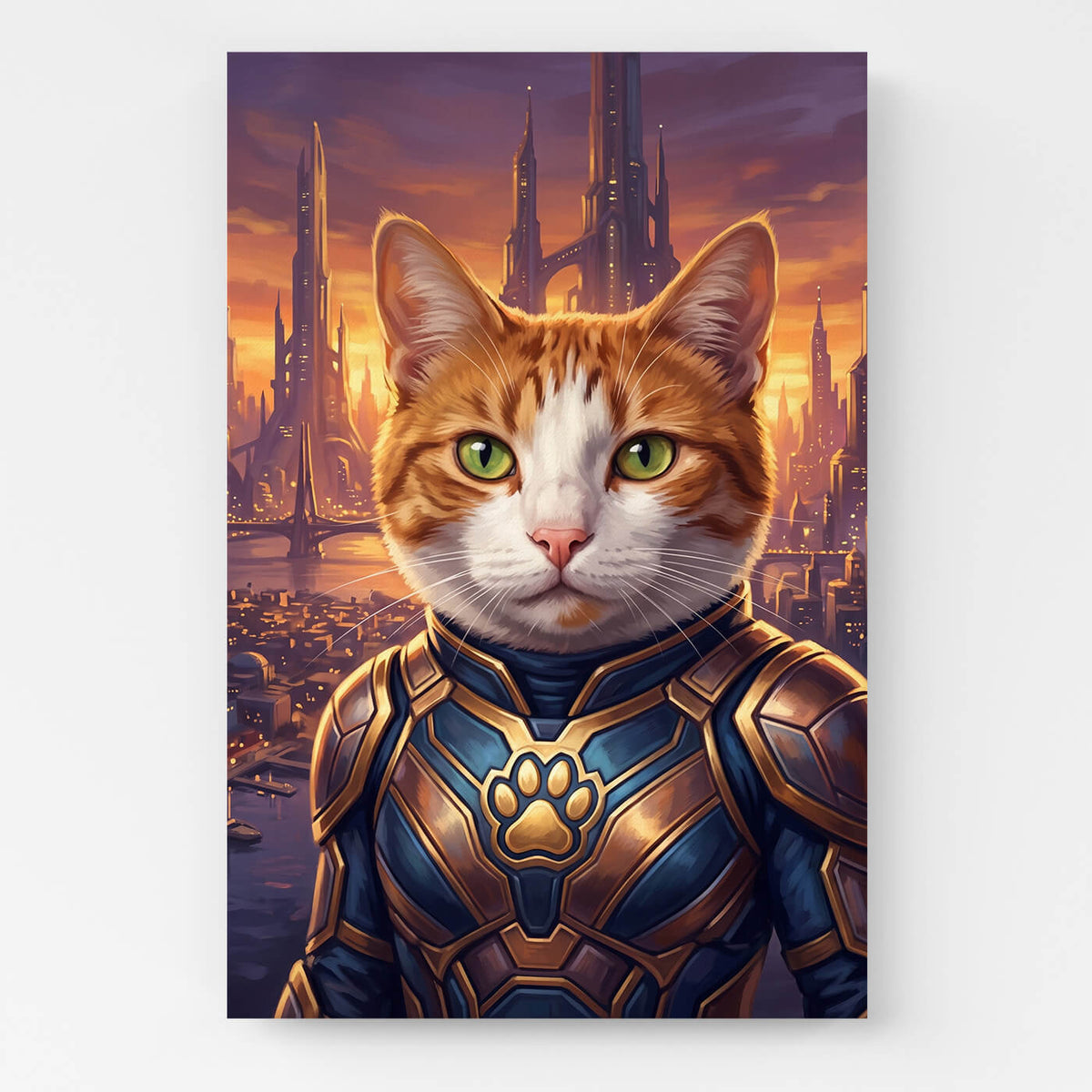 Katzenportrait als Superheld nach Foto - Leinwand