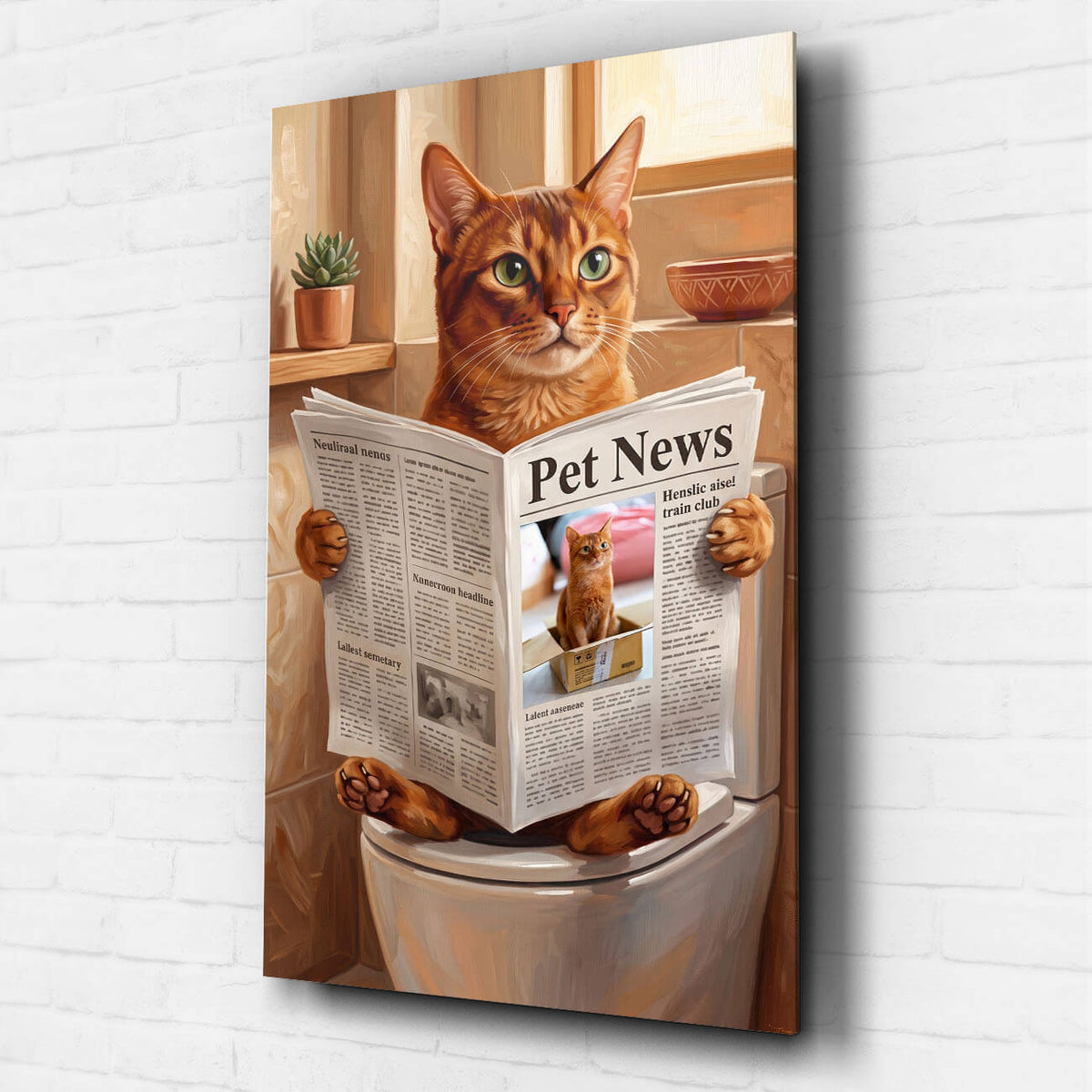 Lustiges Katzenportrait auf der Toilette nach Foto - Acrylglas