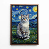 Hundeportrait im Van-Gogh-Stil nach Foto - Leinwand mit Rahmen in Walnuss-Optik