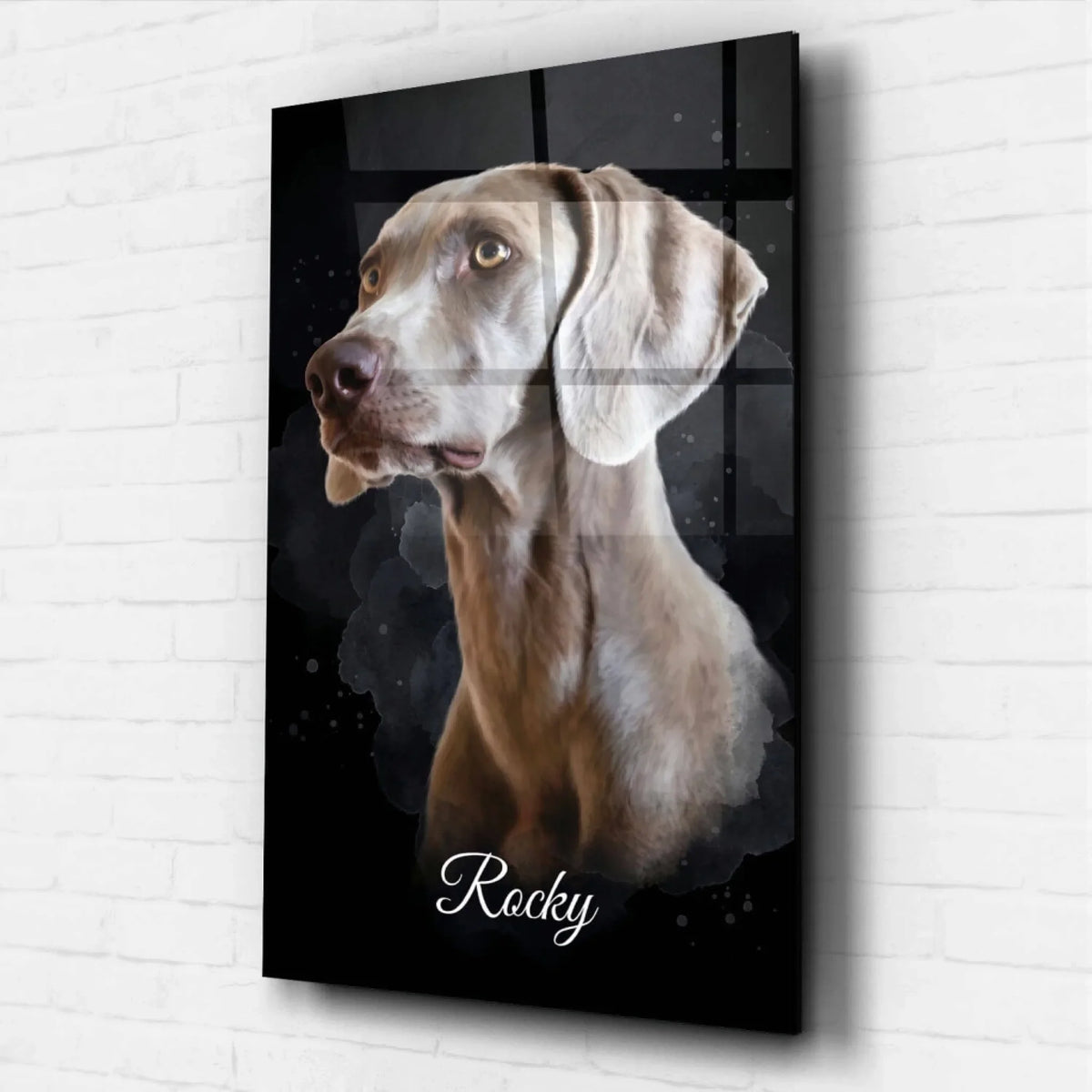 Hundeportrait im Aquarell-Stil - Schwarz nach Foto - Acrylglas