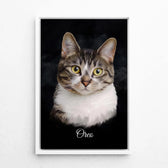 Katzenportrait im dunklen Aquarell-Stil nach Foto - Leinwand mit weißem Rahmen