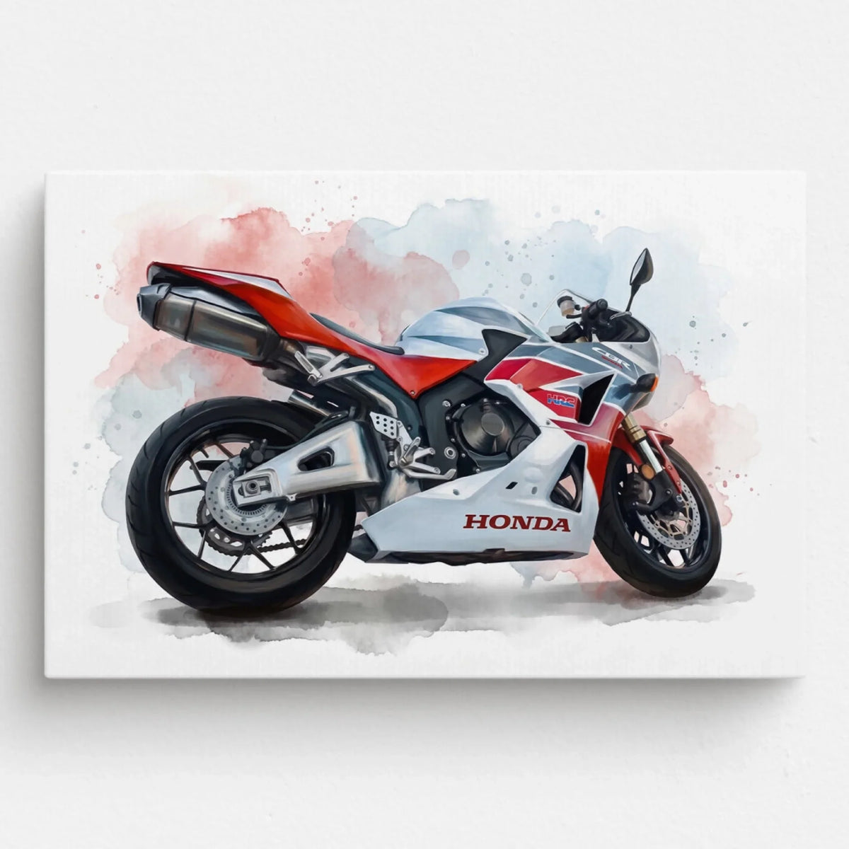 Motorradportrait im Aquarell-Stil (Querformat) nach Foto - Leinwand