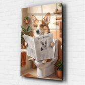 Hundeportrait auf der Toilette nach Foto - Acrylglas