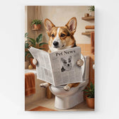 Hundeportrait auf der Toilette nach Foto - Leinwand