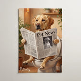 Hundeportrait auf der Toilette nach Foto - Poster
