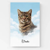 Hundeportrait auf Wolken nach Foto - Poster
